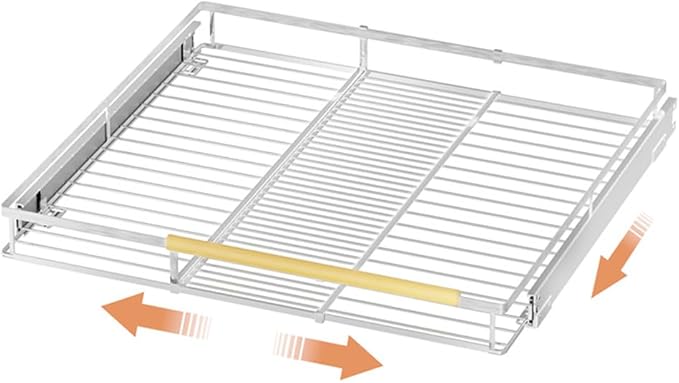 SANNO Expandable Pull Out Cabinet Organizer Slide Out Shelf, Bottom-Mounted Cabinet Sliding Shelf Expandable Shelves for Cupboard Pantry Closet Pots Pans,1pack