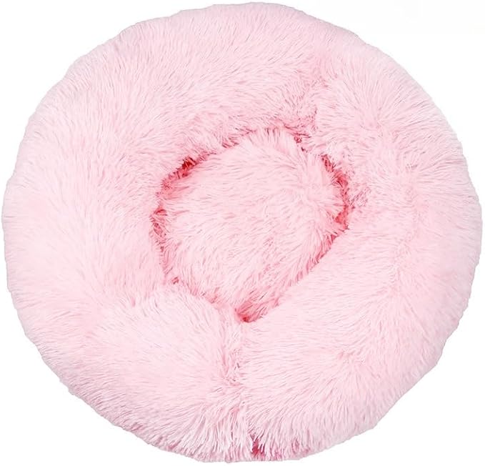 Anxiety Relief Dog Bed - Mr Fluffy Friend Anti-Anxiety Original Calming Plush Pet Bed for Chewing, Crate Training & Thunderstorm Stress (C-Pink,L-70CM)