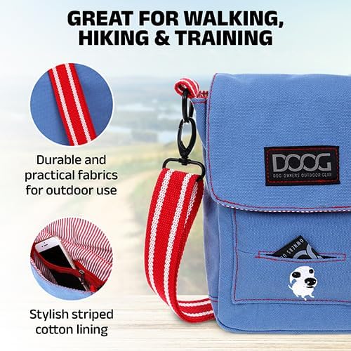 DOOG Walkie Bag - Adjustable Dog Treat Pouch Shoulder Bag with Poo Bag & Water Bottle Compartments - Comfort Fit for Everyday Use