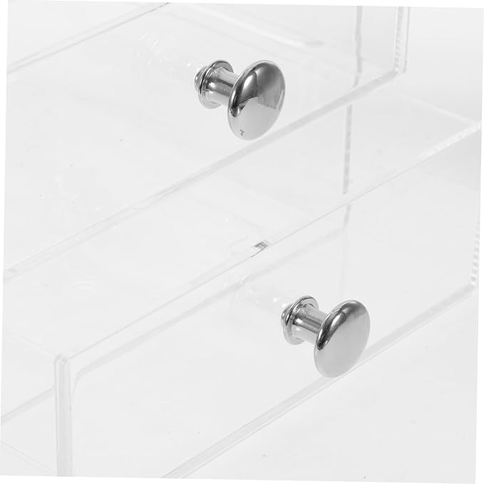 Vaguelly Clear Drawer Organizer for Makeup Jewelry Stackable Storage Box Handles for Desktop and Home Use