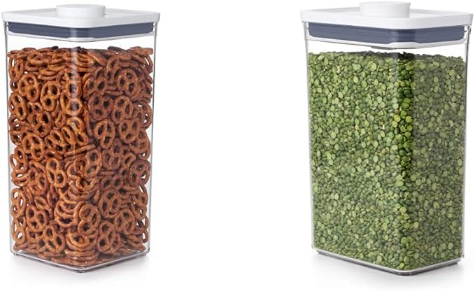 OXO Good Grips POP Container Big Square Tall (6.0 Qt) and Rectangle Medium (2.7 Qt) Food Storage Containers