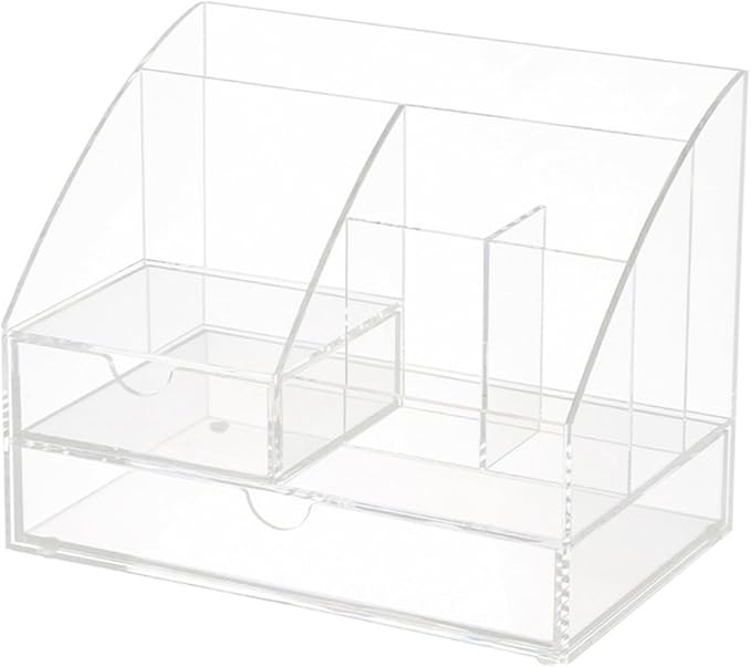 Acrylic Desktop Organizer with Multi-compartment Storage Box for Stationery Makeup Holder for Home Office and Vanity Use