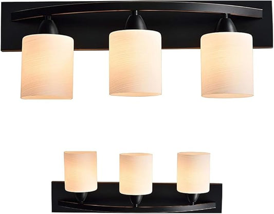 The Door Bull Modern 3-Light Bathroom Vanity Light – Oil Rubbed Bronze Fixture with Frosted Glass Shades, E26 Socket – Wall Sconce for Mirror, Bathroom, Kitchen, Hallway, Entryway