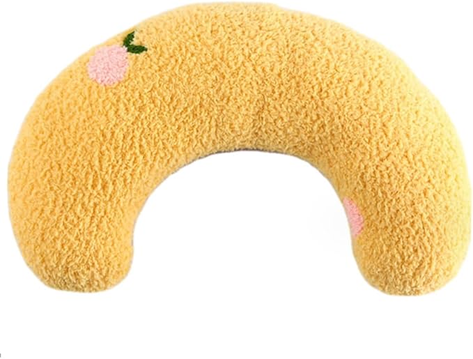 Calming Pillow for Dogs, Pet U Shape Calming Pillow Pet Neck Pillow Dog Calming Pillow for Small Dogs, Ultra Soft Fluffy Pet Calming Toy for Joint Relief Sleeping Improve Machine Washable (Yellow-1)