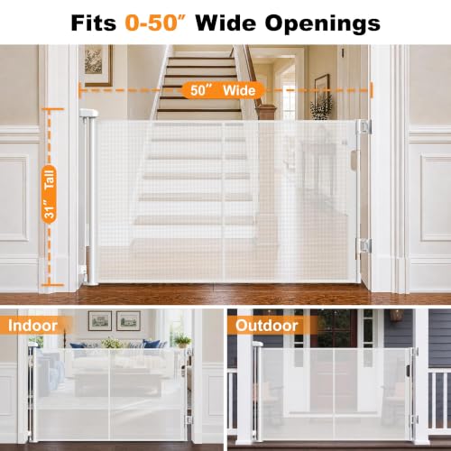 Retractable Baby Gates for Doorways 50” Wide Mesh Pet Gate - Image 5