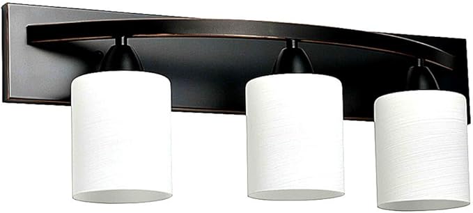 The Door Bull Modern 3-Light Bathroom Vanity Light – Oil Rubbed Bronze Fixture with Frosted Glass Shades, E26 Socket – Wall Sconce for Mirror, Bathroom, Kitchen, Hallway, Entryway
