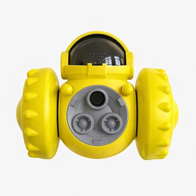 Electric Treat Dispenser Puzzle Toy for Cats & Dogs, Self-Moving Gravity Rolling Interactive Pet Toy with Adjustable Food Leak Hole, Boredom Buster for Indoor Play, Yellow