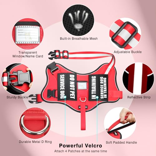 Service Dog Vest Harness and Leash Set+10 Patches,Easy - Image 6
