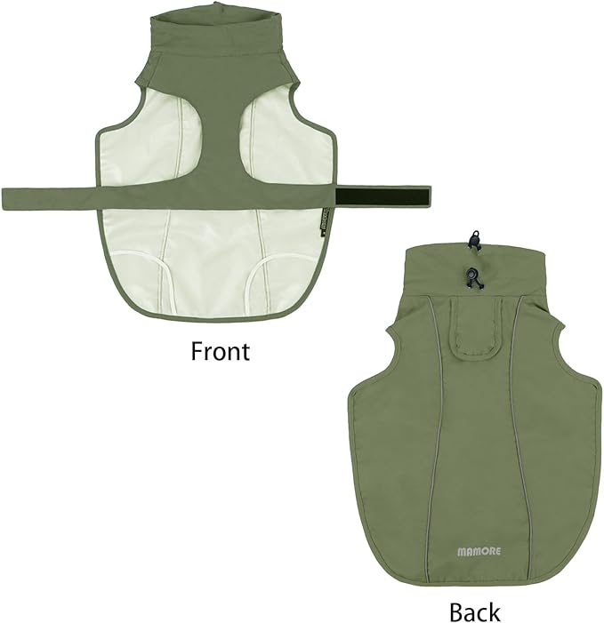 Waterproof Dog Raincoat, Adjustable Lightweight Dog Rain Jacket with Reflective Strip Leash Hole for Small Medium Large Dogs (Green, XX-Large(55-77lb))
