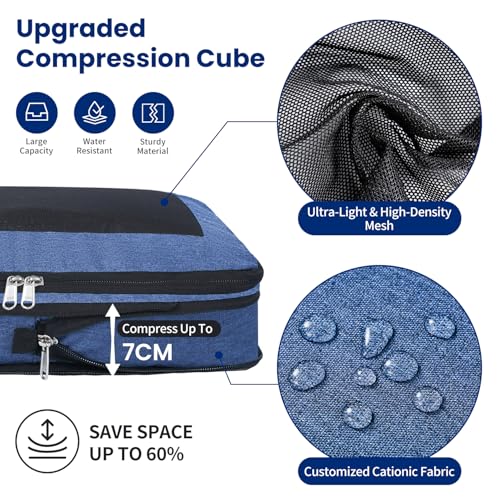 Compression Packing Cubes for Travel, Lightweight Vacation Travel Essentials, Travel Accessories for Suitcase Organizer Bags Set, Durable Luggage Organizer - Image 3