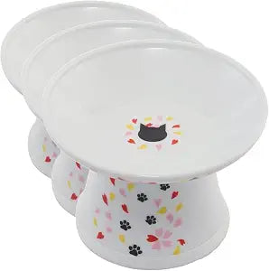Necoichi Extra Wide Raised Cat Food Bowl, Elevated, Prevent Neck & Whisker Fatigue, Dishwasher and Microwave Safe, No.1 Seller in Japan! (Sakura Limited Edition, Extra Wide) (Pack of 3)
