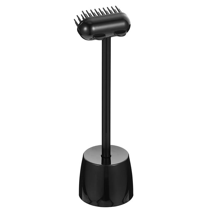 Uonlytech Cat Grooming Brush and Comb Set with Storage Base, Multi-functional Pet Massage Brush for Shedding Control, Comfortable Black Hair Remover for Indoor Cats and Dogs