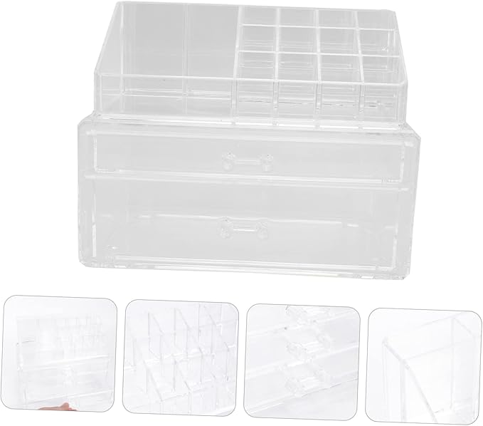 FRCOLOR Cosmetics Storage Case Acrylic Box for Makeup Desktop Organizer Multiple