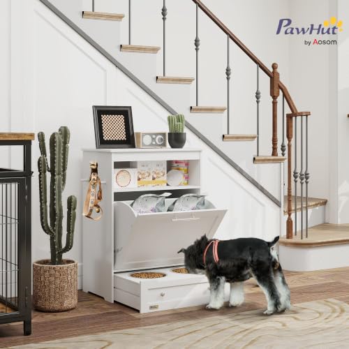 PawHut Dog Feeding Station with Raised Bowls, Pet Feeder Station - Image 3