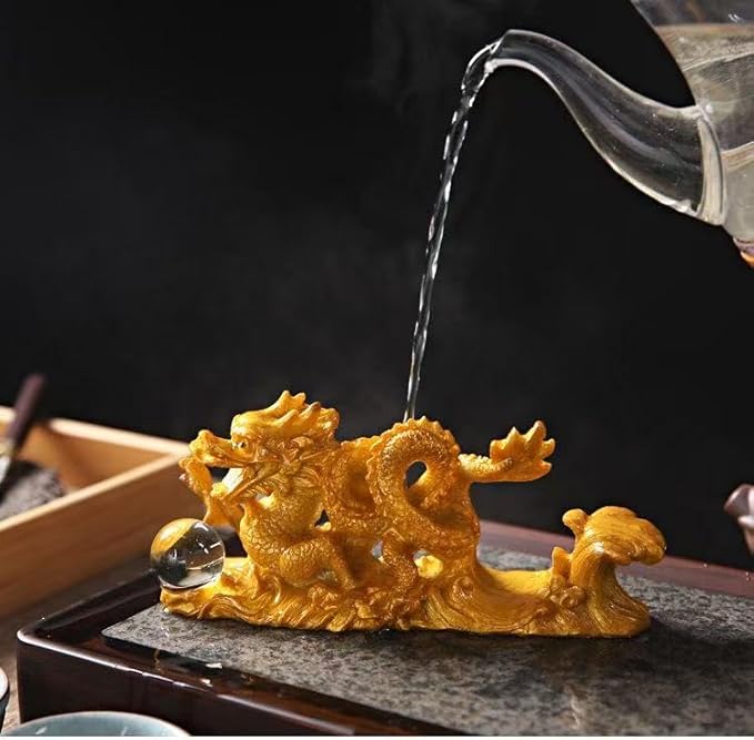Color Changing Tea Pet, Tea Set Accessories Traditional Gongfu Tea Set Accessory, for Tea Lover Friends (Golden Dragon)