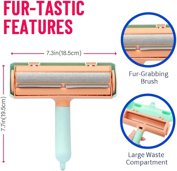Tomby Reusable Pet Hair Remover Roller for Dog & Cat Hair, Lint Roller for Furniture, Couch, Carpet, Car, Rugs & Bedding, No Sticky Sheets, Easy Cleaning, Portable