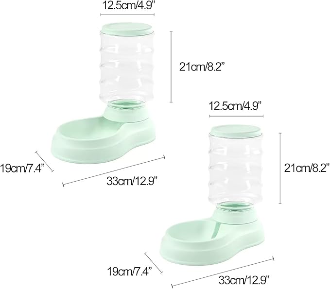 Cat Food Dispenser 3L, Cat Feeder and Cat Water Dispenser Set, Automatic Feeder for Pets Dogs, Puppies, Kittens, Rabbits(Green)