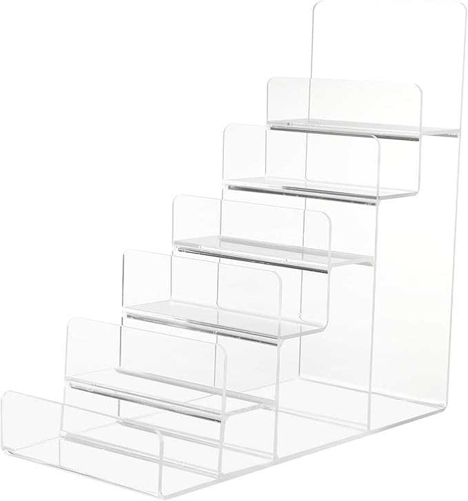 DOITOOL 6- Tier Acrylic Wallet Display Stand Holder, Clear Handbag Purse Display Stand Jewelry Display Riser Purse Handbag Organizer