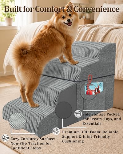 Dog Stairs for Bed,19" H 4 Step Pet Stairs for Small Dogs & Cats - Image 6