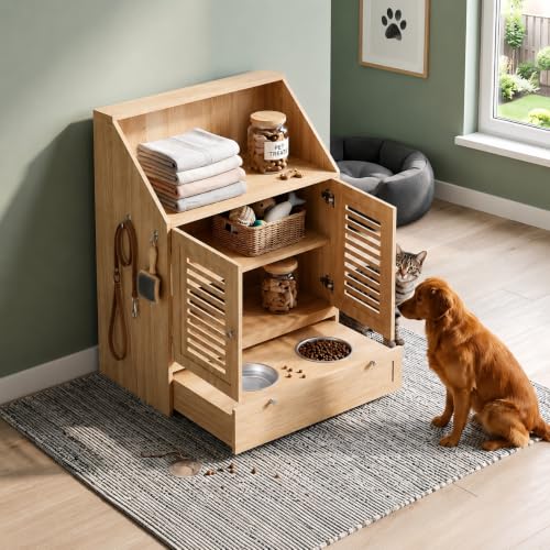 Garvee Dog Feeding Station with Storage & 2 Elevated - Image 2