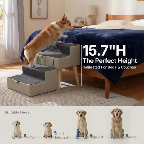 2-in-1 Foldable Dog Stairs & Ottoman, 15.7" H Dog Stairs - Image 3