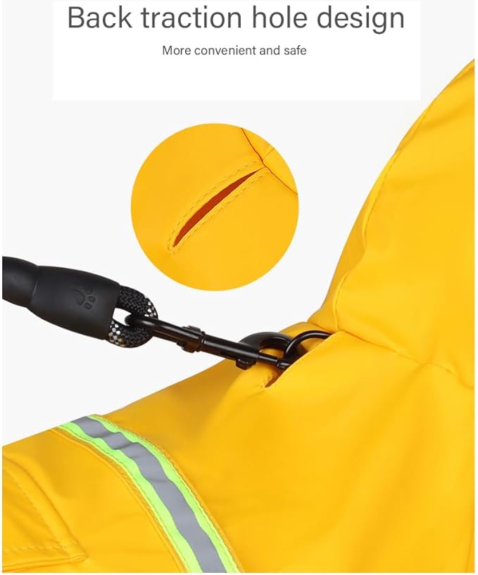 Pet Dog Raincoat Waterproof Reflective Lightweight with Adjustable Hood for Small Medium Large Dogs (Orange,2XL)