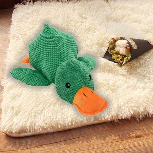 2025 Upgraded Mellow Dog Calming Duck Dog Toy, Quack-Quack Duck Toy,The Mellow pet Calming Pillow,3D Filling,Fun Toys and Chew Toy for Any Size Pet Puppy,Puppys Calming Pillow (Green)