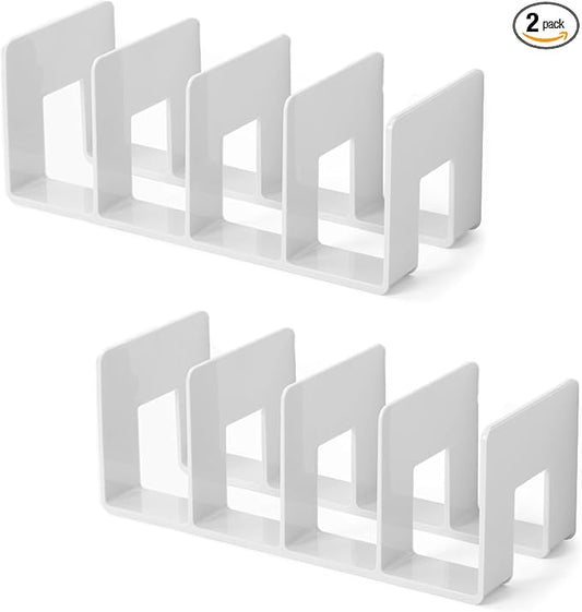 2 Pcs Purse Organizer for Closet, Acrylic Clear Purse Storage Organizers, Closet Organizers and Storage Purse Handbag Divider Holder, 4 Sections Purse Organizers Dividers in Bedroom Office (white)