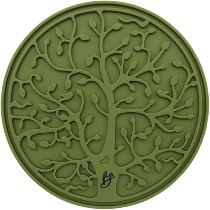 B The Boleo Shop Tree Design Lick Mat for Dogs and Cats, Slow Feeder, Anxiety Relief, Improve Grooming Session, Dog Toy to Keep Busy