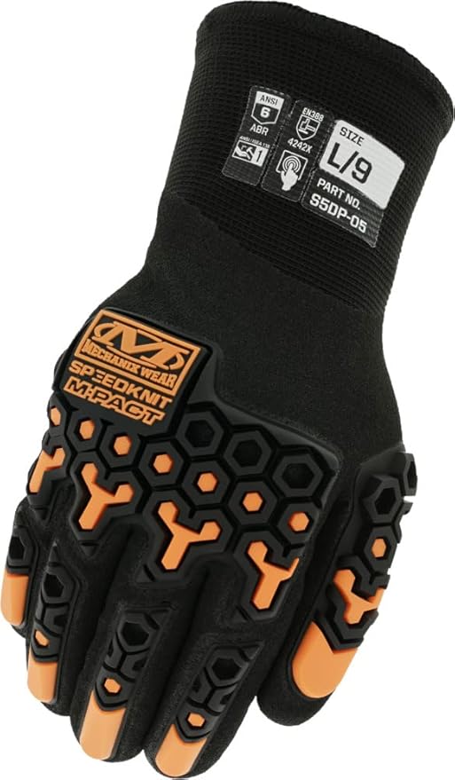 Mechanix Wear SpeedKnit M-Pact Thermal S5DP05 Gloves - Cold Weather Gloves for Protecting Hands - Insulated - Snug Fit - Touchscreen Capable - Machine Washable - Black - XX-Large