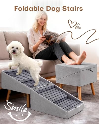 17" H Split Ottoman Dog Ramp for Couch, Foldable Dog | Pet Essentials - Image 4