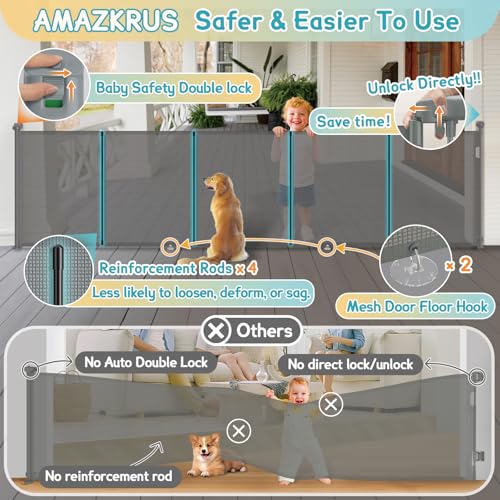 160 Inch Retractable Baby Gates Extra Wide, 42 Inch Extra - Image 3