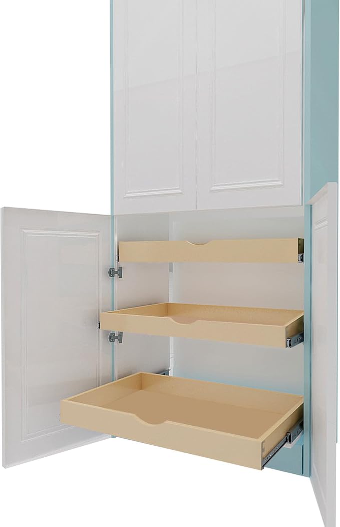 Couver Pull Out Drawers For Cabinets, 15"W x 21"D x 3"H Soft Close Slide Out Wood Shelves Storage Organizer for Kitchen, Finished, Heavy-Duty, Non-Assemble