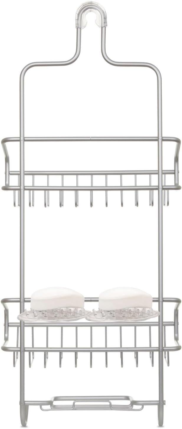 Better Houseware Aluminum Shower Caddy (Silver) + Soap Holder/Saver Set