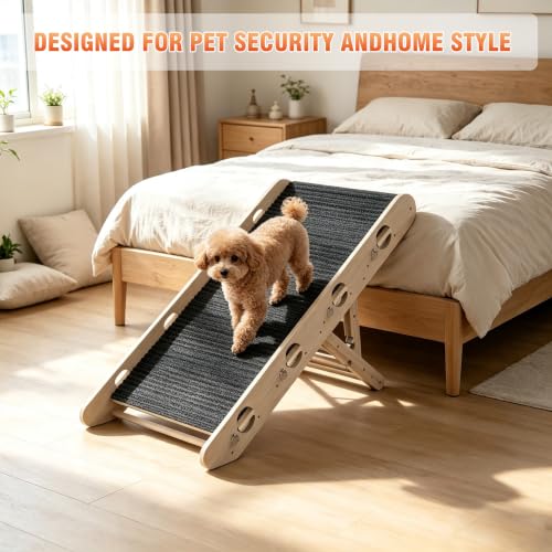 Dog Ramp for Bed, Foldable 15"x34" Solid Wood Pet Stairs - Image 6