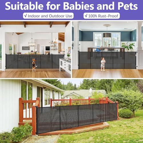 Reinforced 42" Tall Pet Gate 96" Wide Retractable Baby - Image 6
