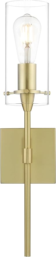XiNBEi Lighting Brass Wall Sconce Set of 2, Modern Single Bathroom Sconces Wall Lighting Indoor Sconce Bathroom Lighting for Bedroom Vanity & Living Room