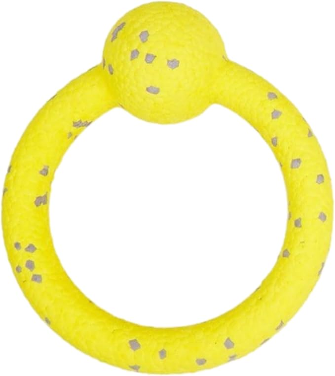 Dog Calming Chew Toy, Durable Aggressive Chewer Ball with Emotional Support Plush, Flying Disc Fetch Toy for Large Medium Dogs, Tough Chew Resistant Ball and Ring, Interactive Pet Toy (Yellow Style4)
