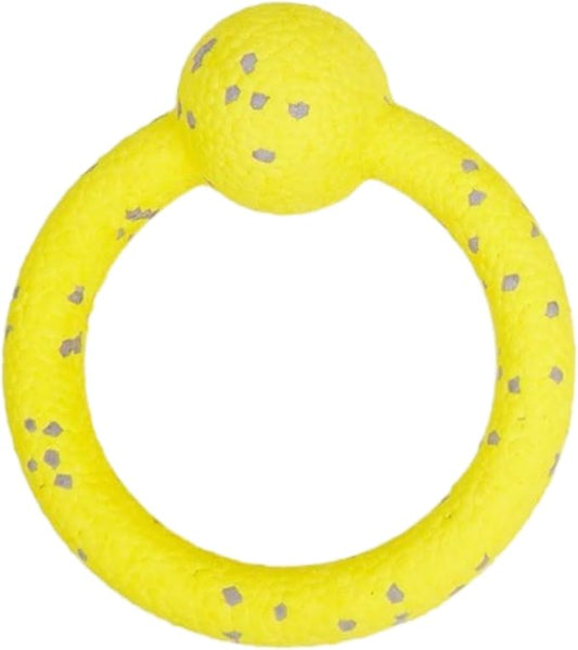 Dog Calming Chew Toy, Durable Aggressive Chewer Ball with Emotional Support Plush, Flying Disc Fetch Toy for Large Medium Dogs, Tough Chew Resistant Ball and Ring, Interactive Pet Toy (Yellow Style4)