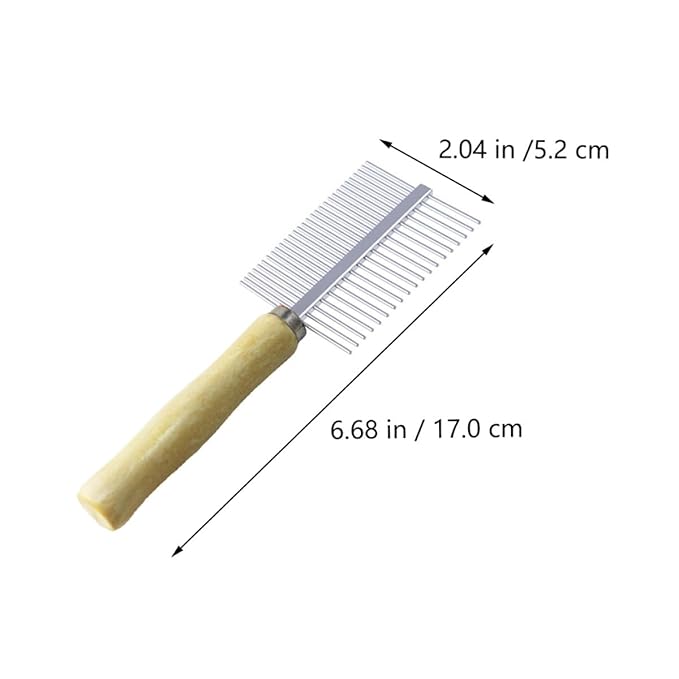 2Pcs Wooden Pet Comb Set with Fine Teeth Non-Skid Handle, Natural Dual-Row Grooming Comb for Dogs and Cats, Effective Stain Removal and Shedding Control, for Home Pet Care