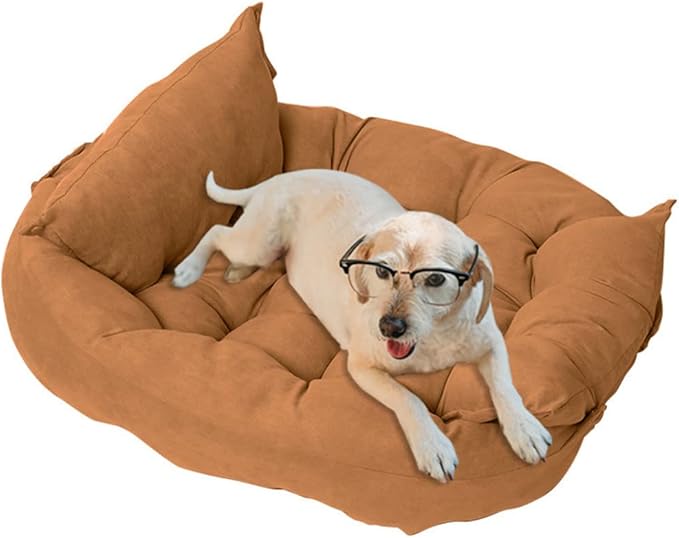 Comfy Calming Dog Beds for Small Medium Large Dogs, Anti Anxiety Dog Bed, Self Warming Dog Bed Outdoor and Indoor, Cat Beds for Indoor Cats, Kennel Bed for Pet (X-Large(22x30inch),Yellow)