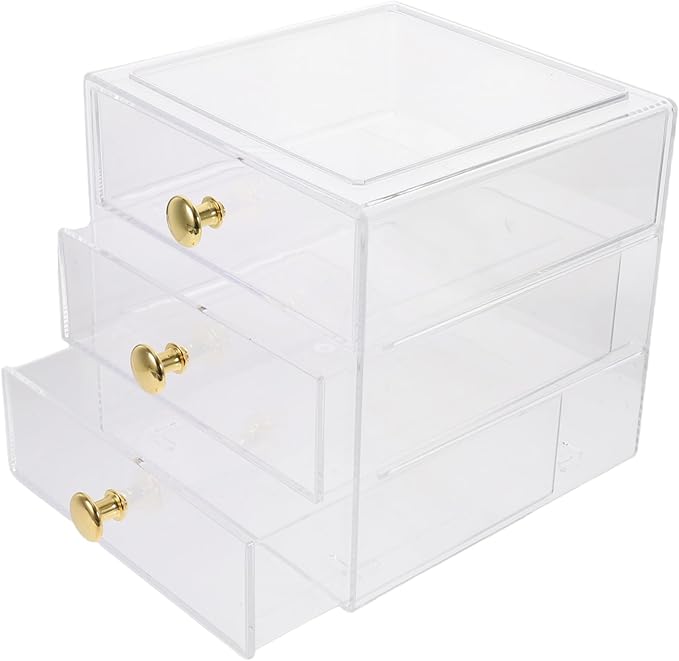 Plano Storage Box Makeup Organizer Desktop Storage Organizer Sturdy Gold Handle
