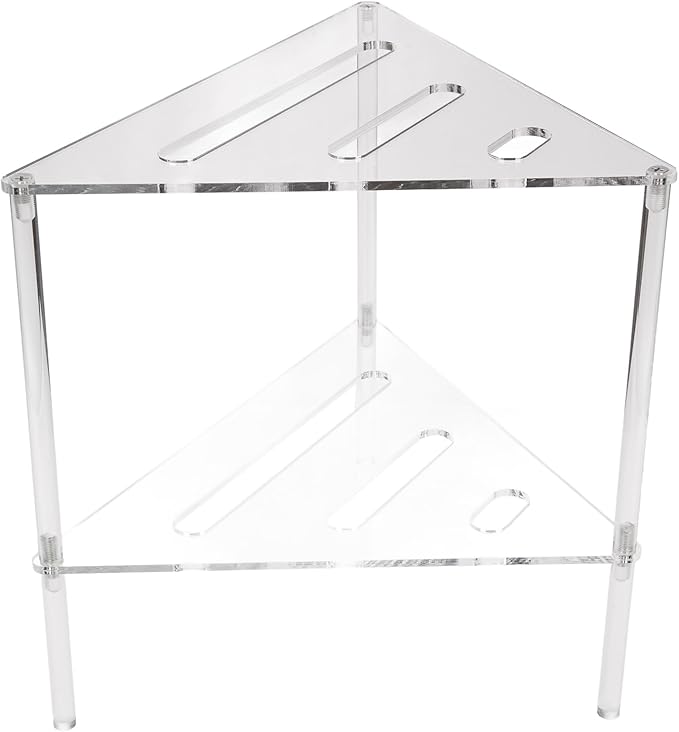 2 Tier Acrylic Corner Shower Caddy, Floor Standing Organizer with Easy Installation, Stylish and Versatile, Transparent Acrylic Material, Suitable for Humid Environment