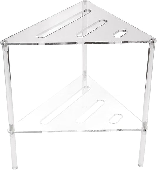 2 Tier Acrylic Corner Shower Caddy, Floor Standing Organizer with Easy Installation, Stylish and Versatile, Transparent Acrylic Material, Suitable for Humid Environment
