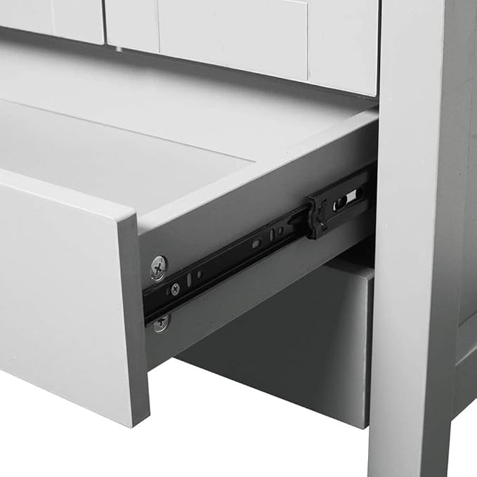eclife 24" Modern Bathroom Vanity Sink Combo Freestanding Cabinet with Soft Closing Door, Without Vessel Sink, Faucet, Drain (Gray Vanity Only)
