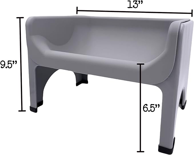 The Fluff Trough Set Elevated Dog Bowl Feeder for Healthy Posture & Digestion, Minimizes Neck Strain, Ideal Flat-Faced Pets, Vet Recommended, Dishwasher Safe, Gray, X-Large (Pack of 1)