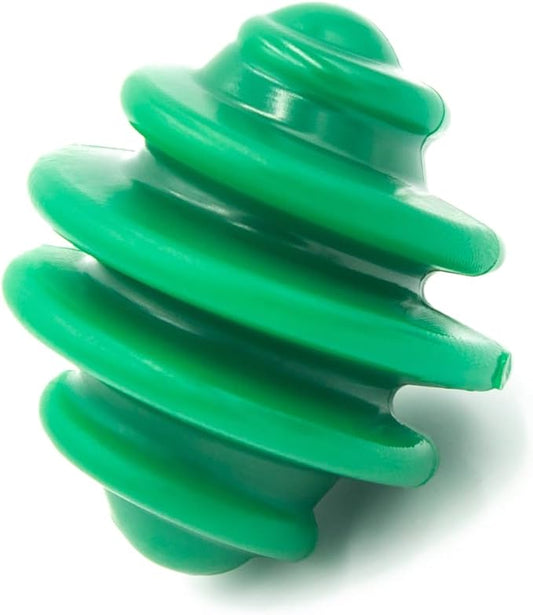 Alpha - Spiral - Heavy-Duty Rubber Dog Enrichment Chew Toy & Treat Spreader - Choose Your Color - 4" L × 3.5" W × 3.5" H (Green)