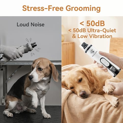 silent paws Dog Nail Grinder Quiet, 2026 New Upgraded Silent Dog Groom Pro Nail Trimmer, Electric 2-Speed Pet Toenai Grooming Supplies, Applicable to Large Medium Small Dogs Paw & Cats Claw (SM-5)