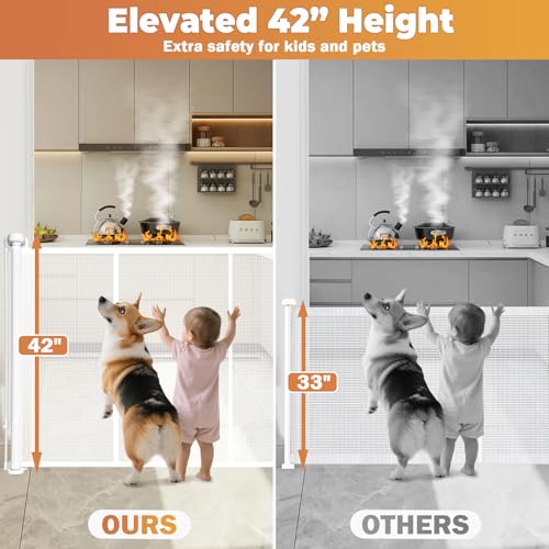 120" Retractable Baby Gates Dog Gate Extra Wide, 42" Tall - Image 3
