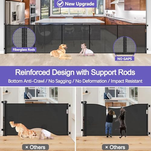 Reinforced 42" Tall Pet Gate 96" Wide Retractable Baby - Image 4